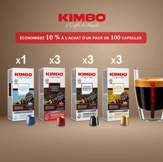 PACK DE 100 CAPSULES KIMBO - Compatibles Nespresso®