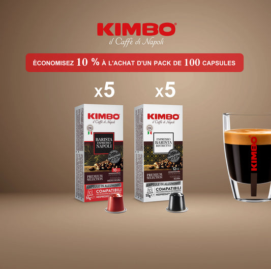 PACK DE 100 CAPSULES KIMBO - Compatibles Nespresso®